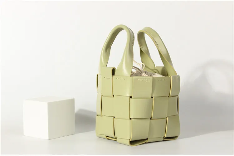 Womens Beige Shoulder Bag Leather Bucket Bag For Women