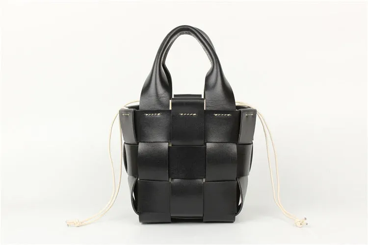 Womens Beige Shoulder Bag Leather Bucket Bag For Women
