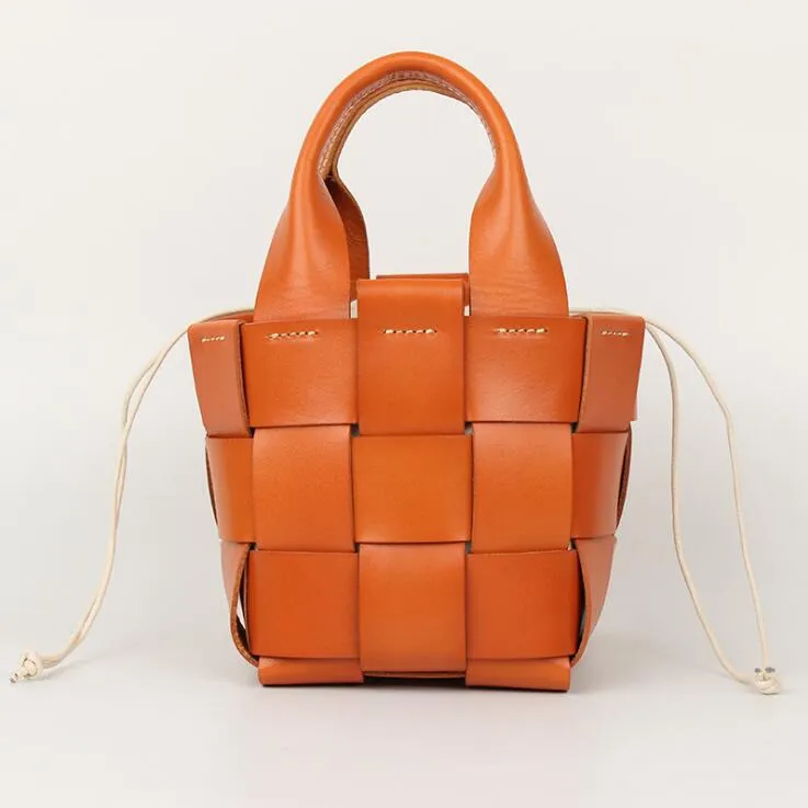 Womens Beige Shoulder Bag Leather Bucket Bag For Women