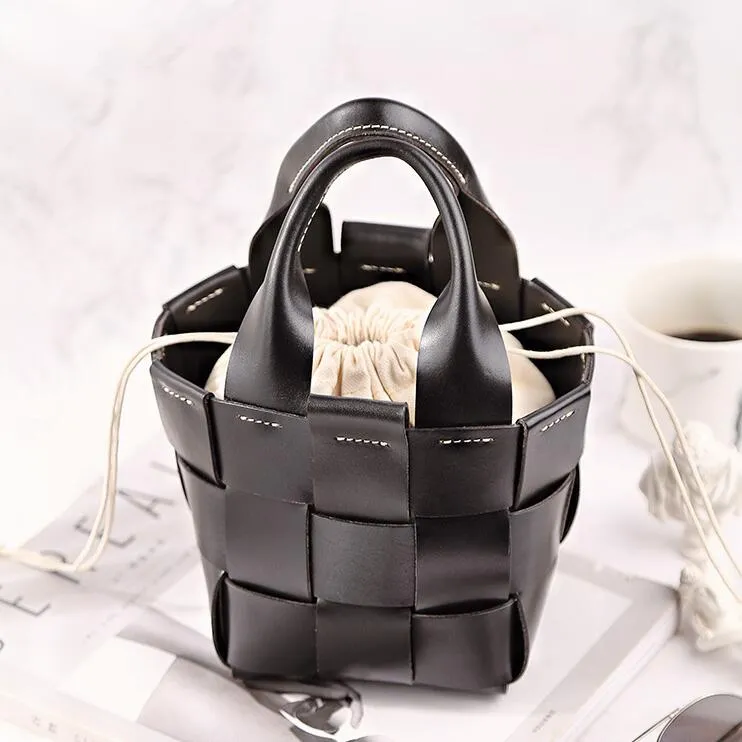 Womens Beige Shoulder Bag Leather Bucket Bag For Women