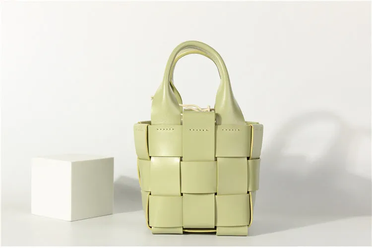 Womens Beige Shoulder Bag Leather Bucket Bag For Women
