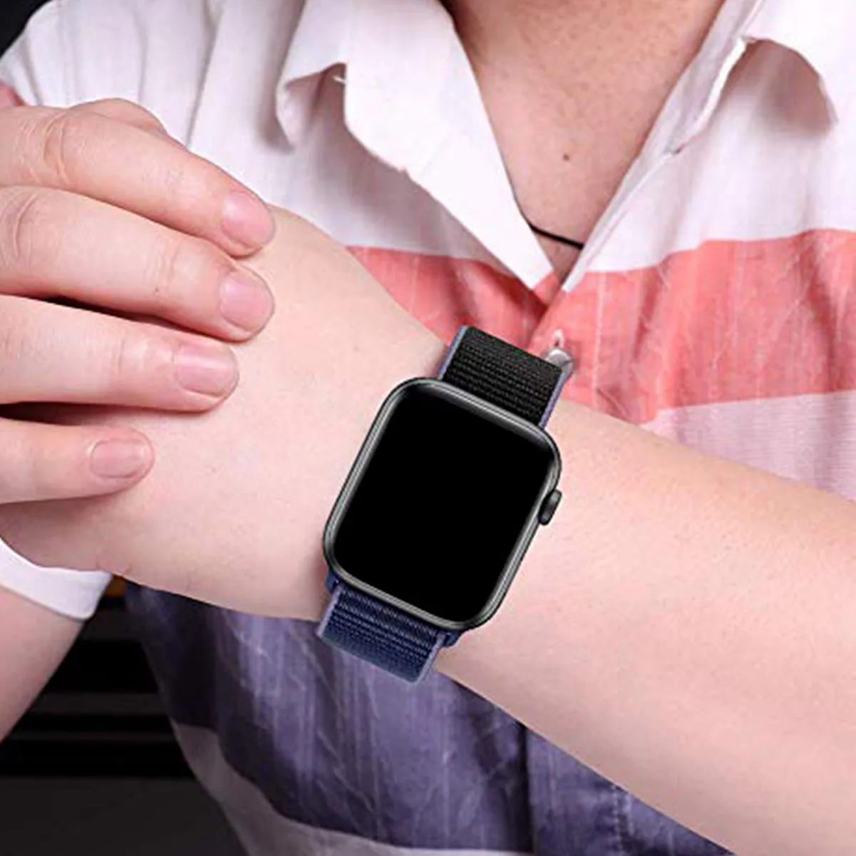 Woven Nylon Strap For Apple Watch-Midnight Blue (42/44/45/49mm)