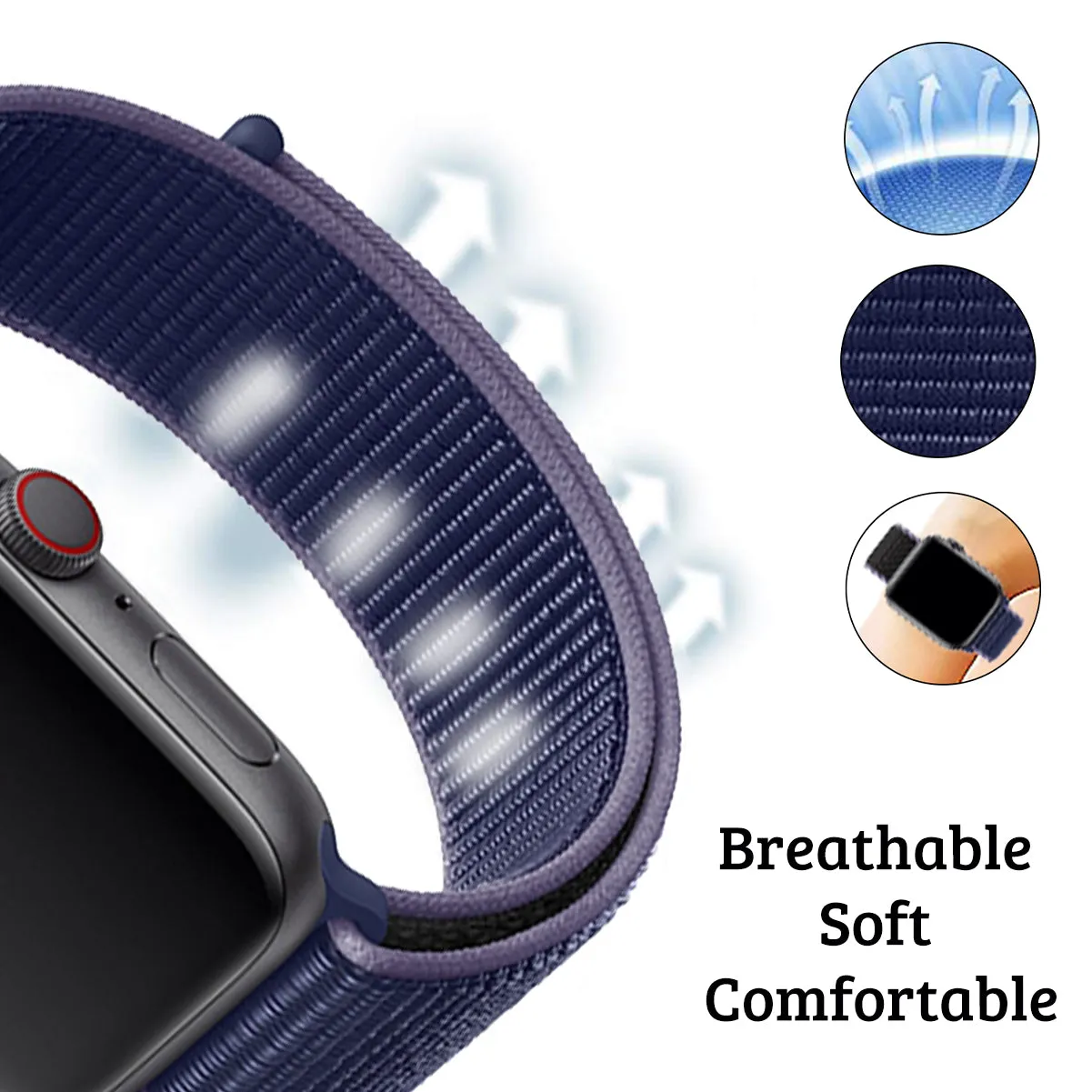 Woven Nylon Strap For Apple Watch-Midnight Blue (42/44/45/49mm)