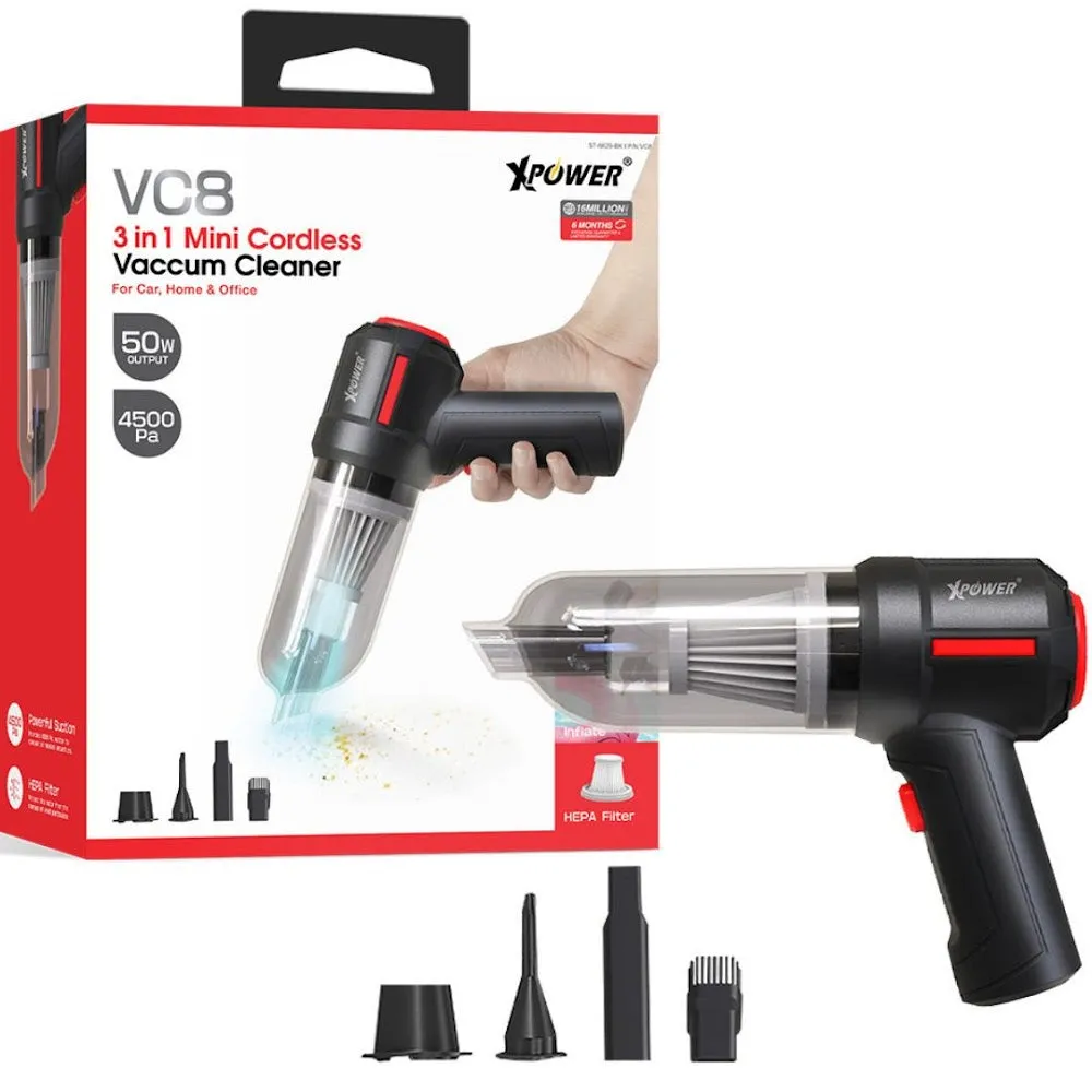 XPower VC8 3 In 1 Mini Wireless Vacuum Cleaner   Pump